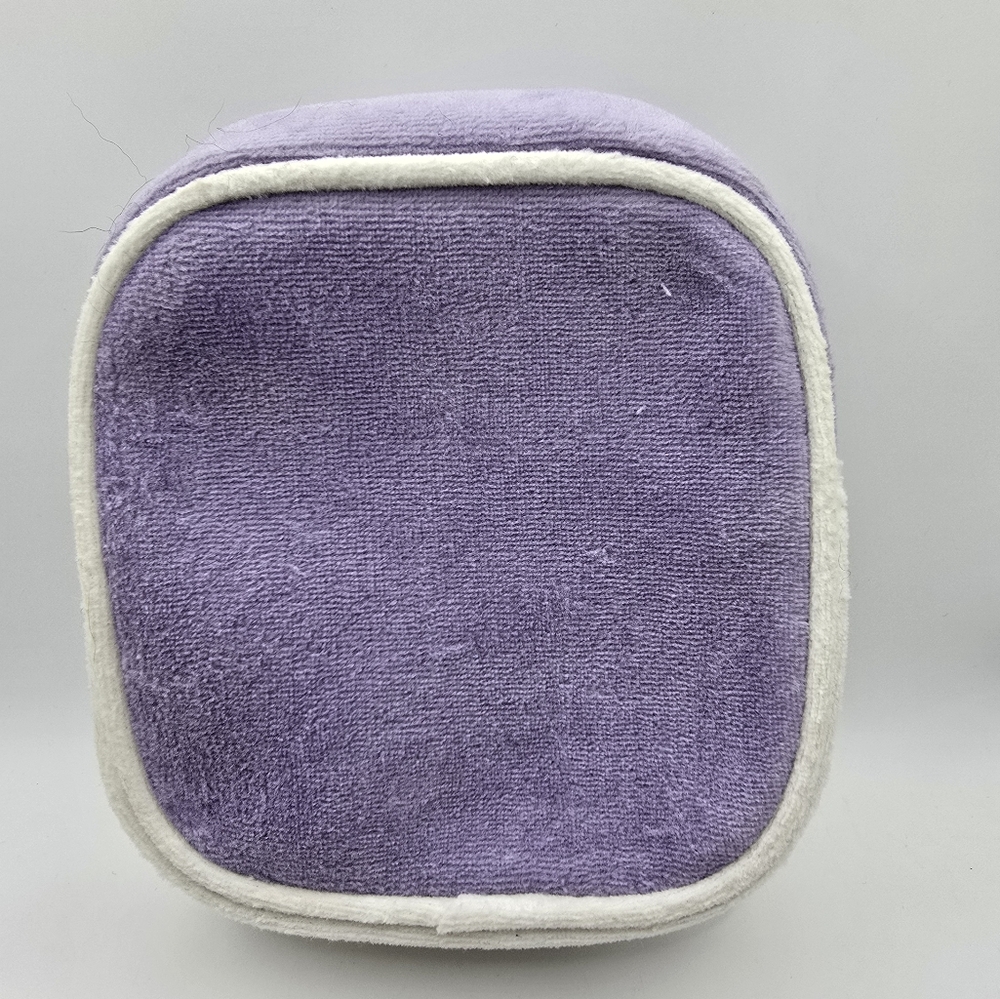 New With Tags Mugsby Purple And White Terry Cloth Mini Square Pouch Gold Zipper